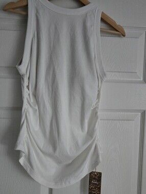 OGL Plantive Chic Square Neck White Ruched Rib Bra Tank